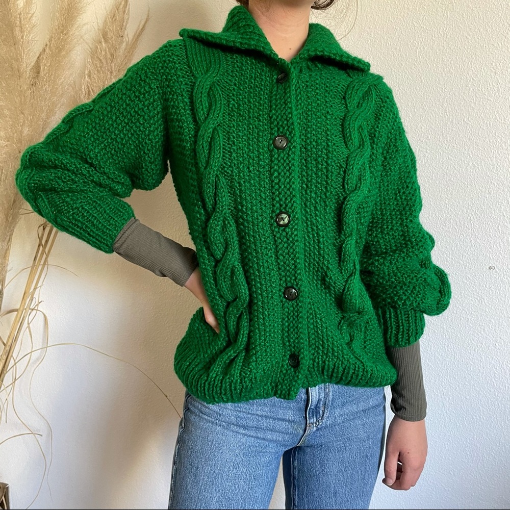 Vintage Green Handmade Women’s Cardigan